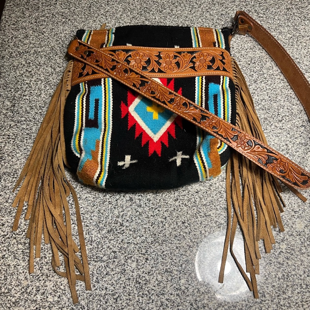 Bohemian Black and Brown Fringe Bag